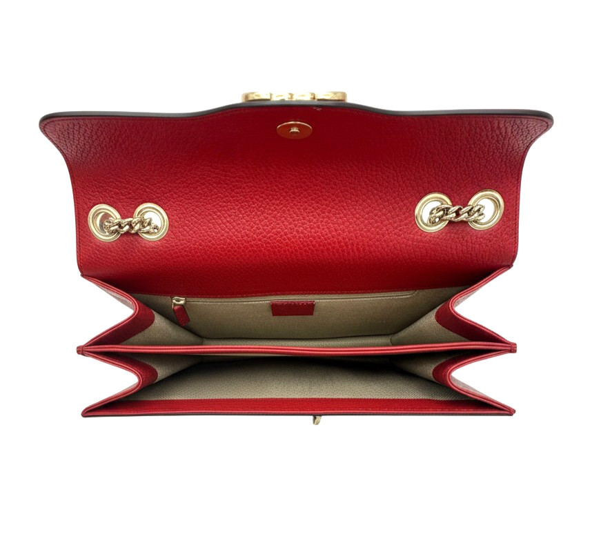Interlocking G Crossbody Bag Plain Leather with Gold Hardware Medium, Red image 3