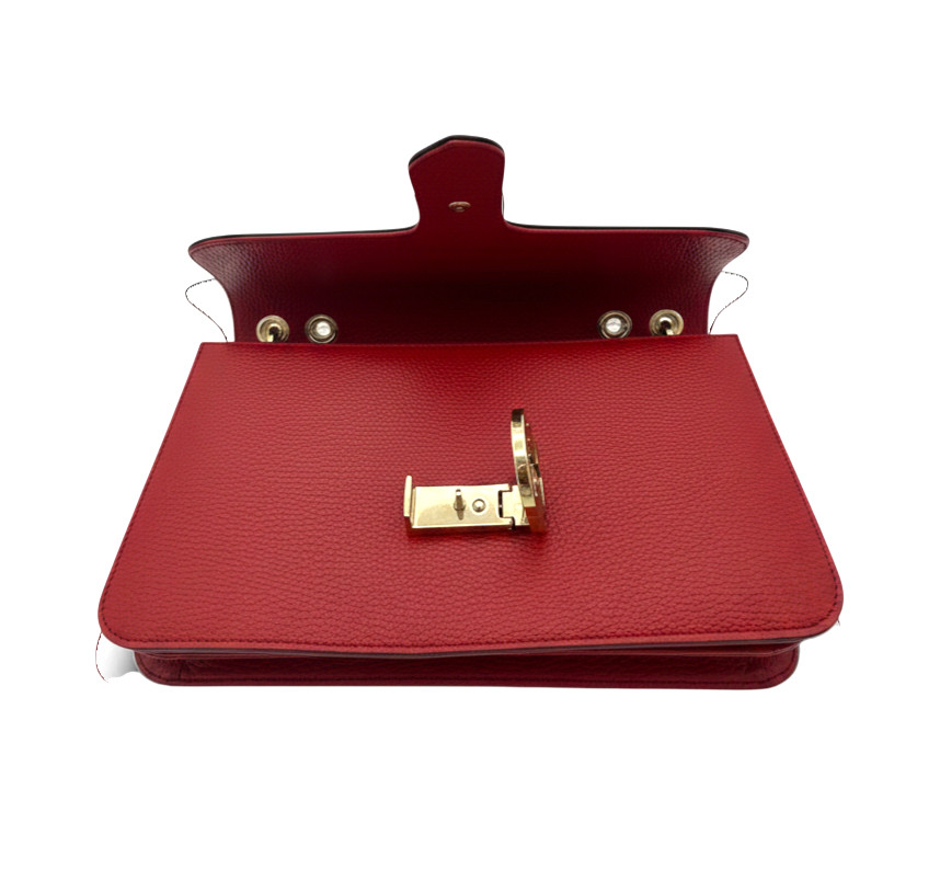 Interlocking G Crossbody Bag Plain Leather with Gold Hardware Medium, Red image 4