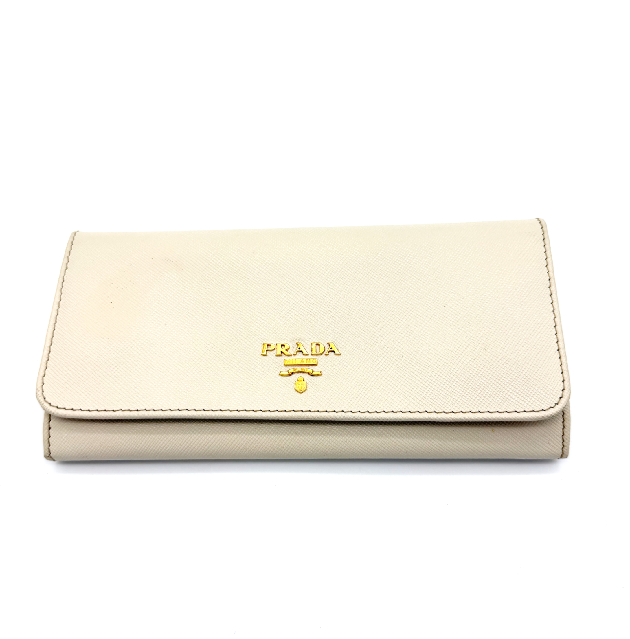 Prada Saffiano Long Wallet White