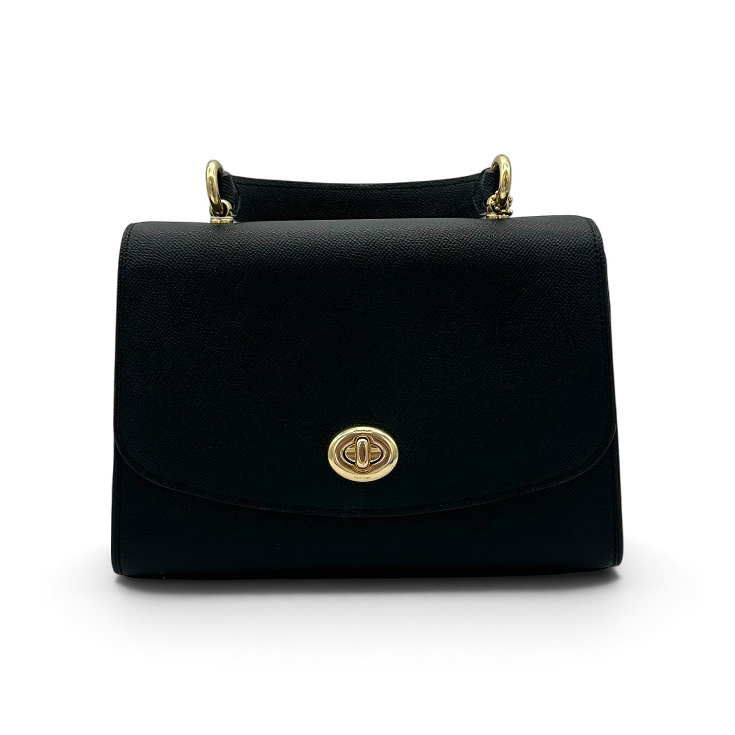 Coach Turnlock Leather Shoulder Bag in Black image 2