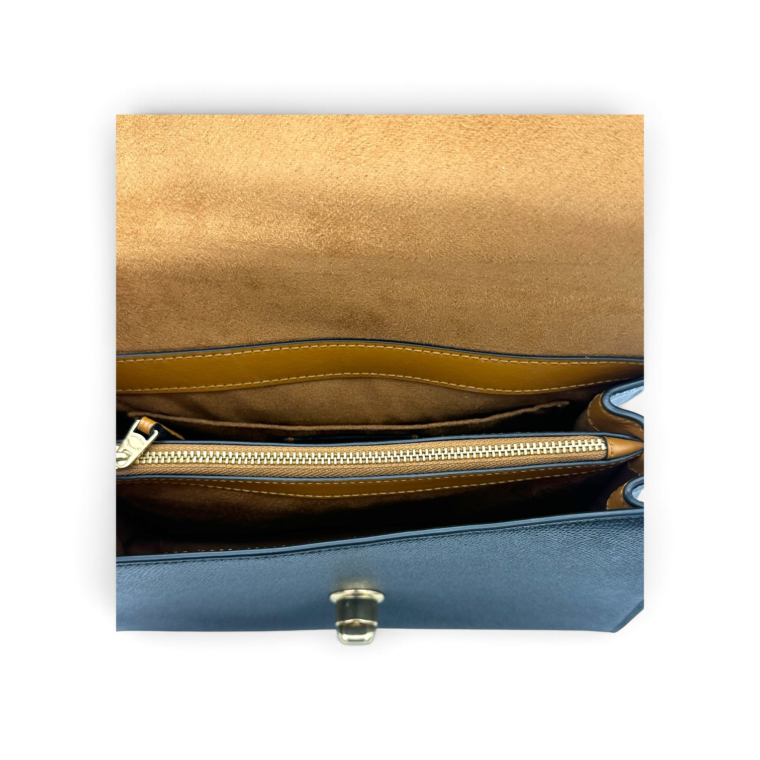 Coach Turnlock Leather Shoulder Bag in Black image 3