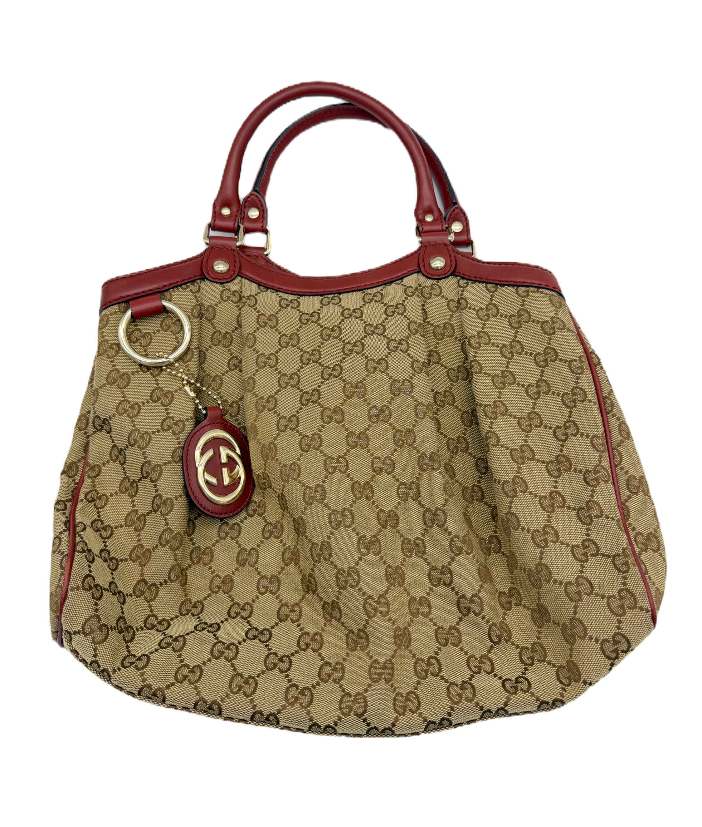 Gucci Sukey Medium Tote Bag in Beige/Ebony GG — pre-loved Gucci at The Handbag Room Australia
