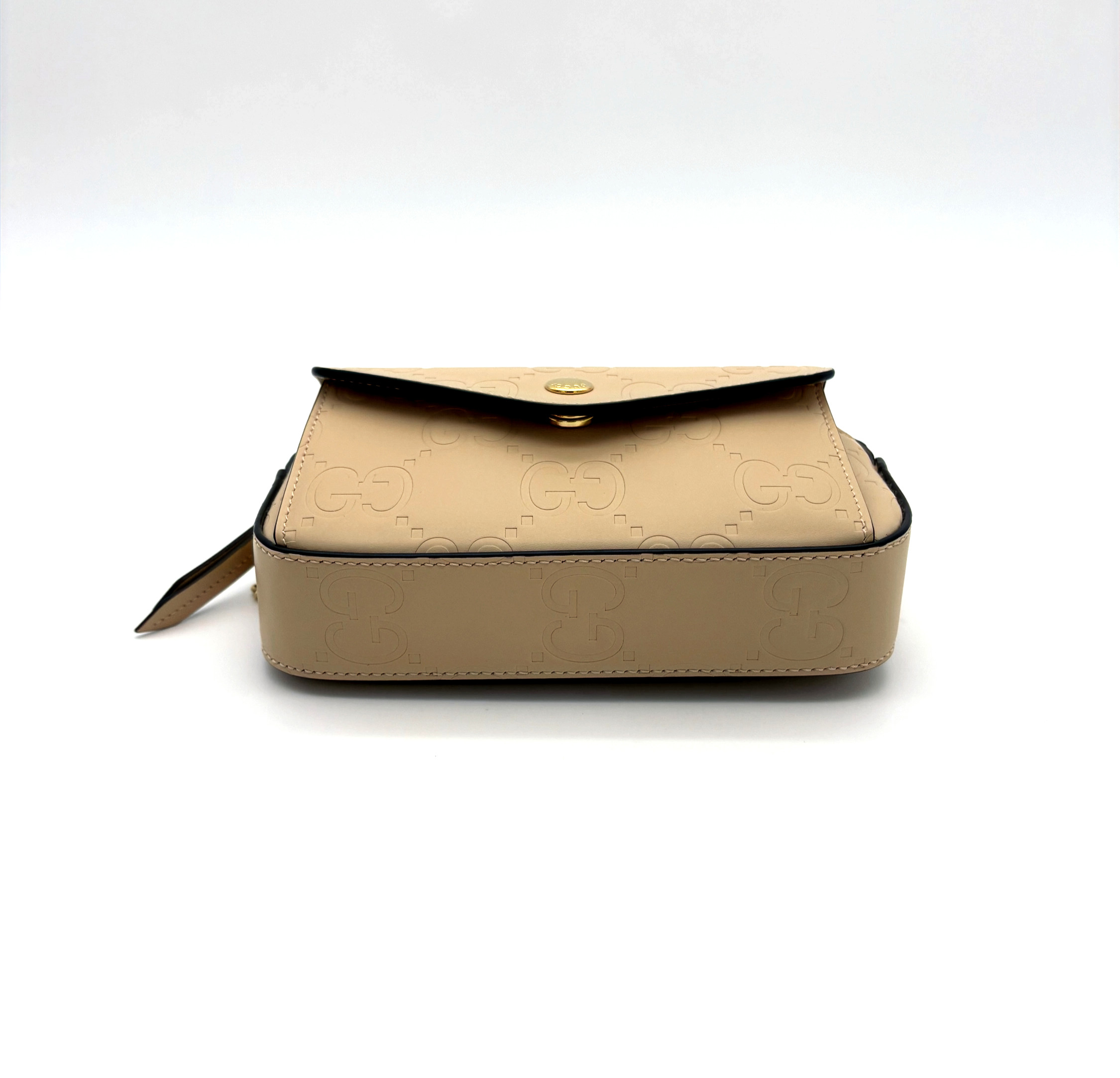 Gucci Calfskin GG Super Mini Shoulder Bag Beige image 7