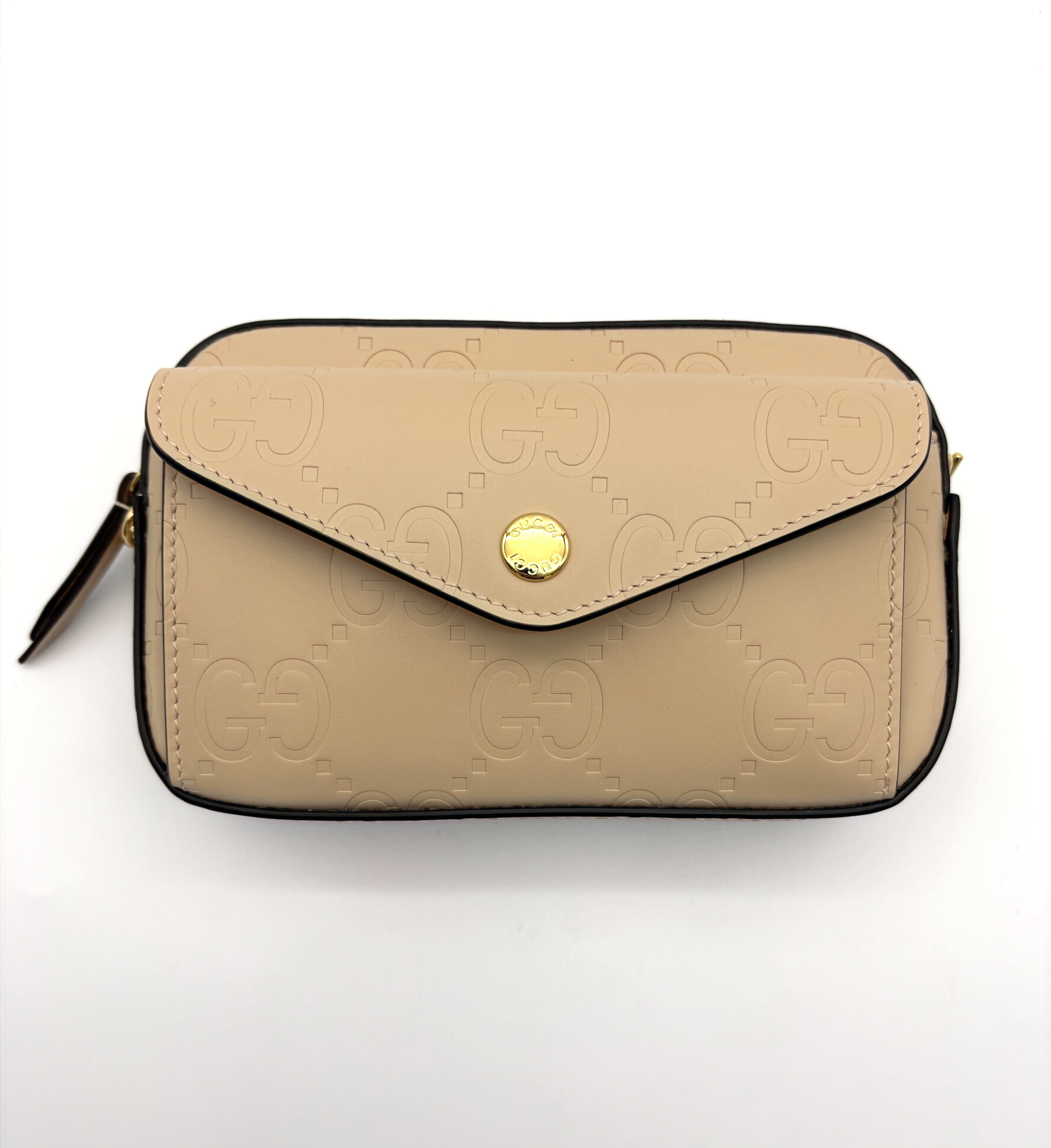 Gucci Calfskin GG Super Mini Shoulder Bag Beige image 6