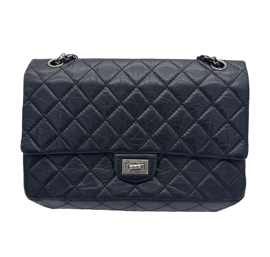 Chanel Black Aged Calfskin Reissue 2.55 Flap Bag 227