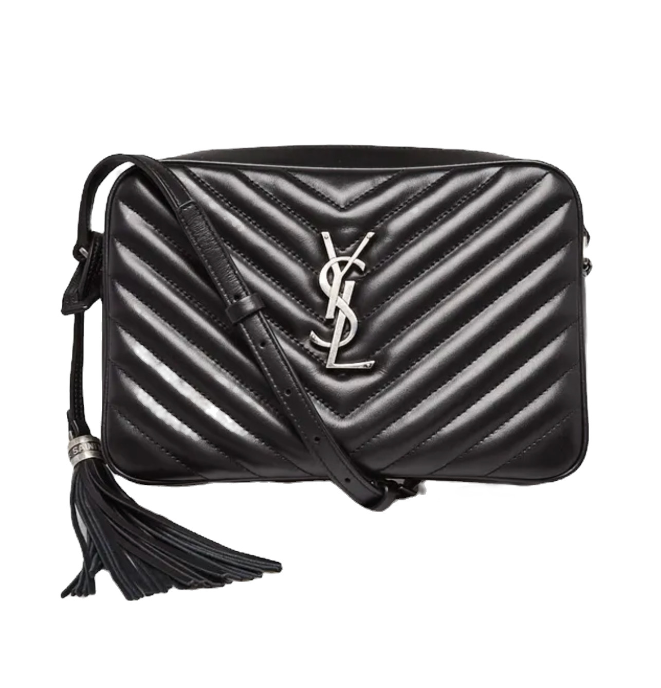 Yves Saint Laurent Black Chevron Quilted Leather Lou Camera Bag — pre-loved Saint Laurent at The Handbag Room Australia