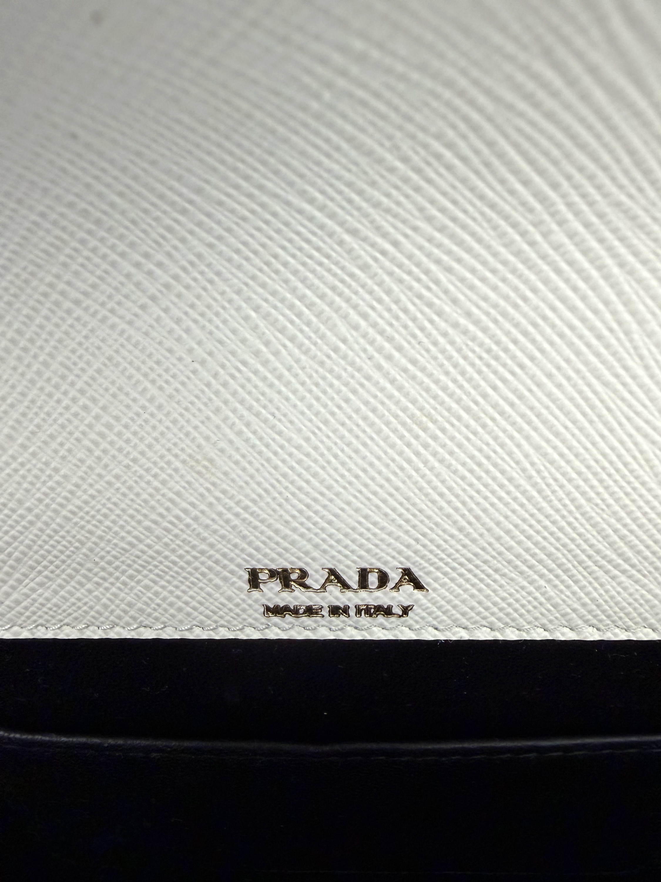 Prada Saffiano Lux Leather Flap Chain Wallet on Chain Mini White image 3