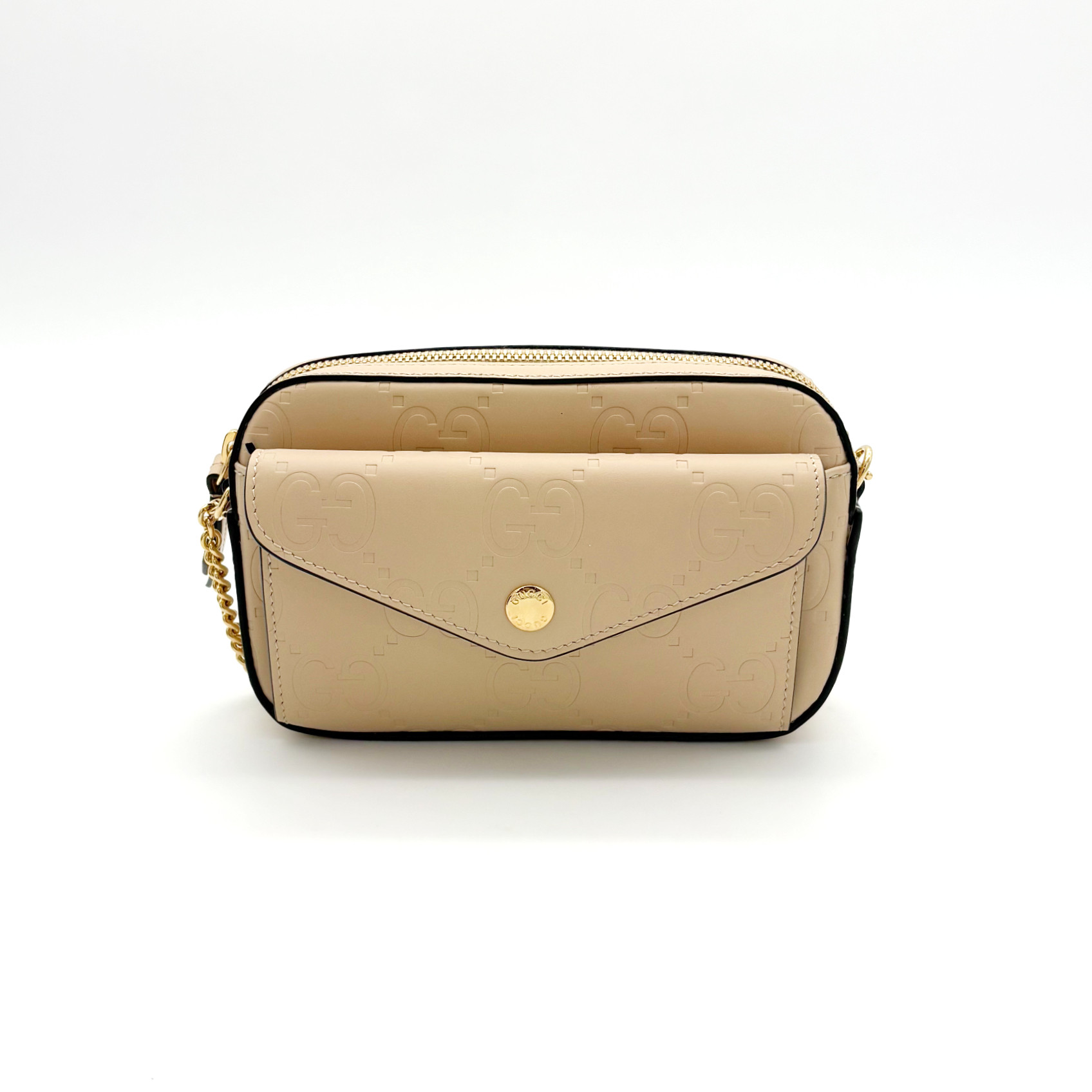 Gucci Calfskin GG Super Mini Shoulder Bag Beige image 3