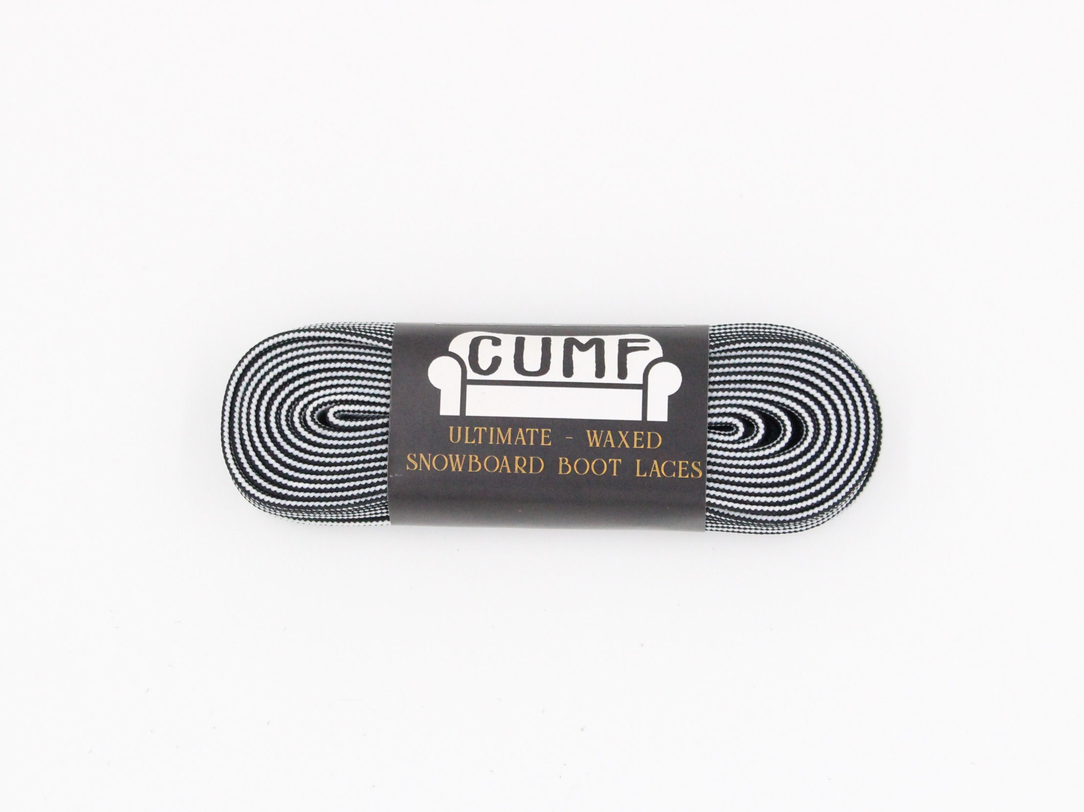BLACK AND WHITE STRIPED WAXED SNOWBOARD LACES