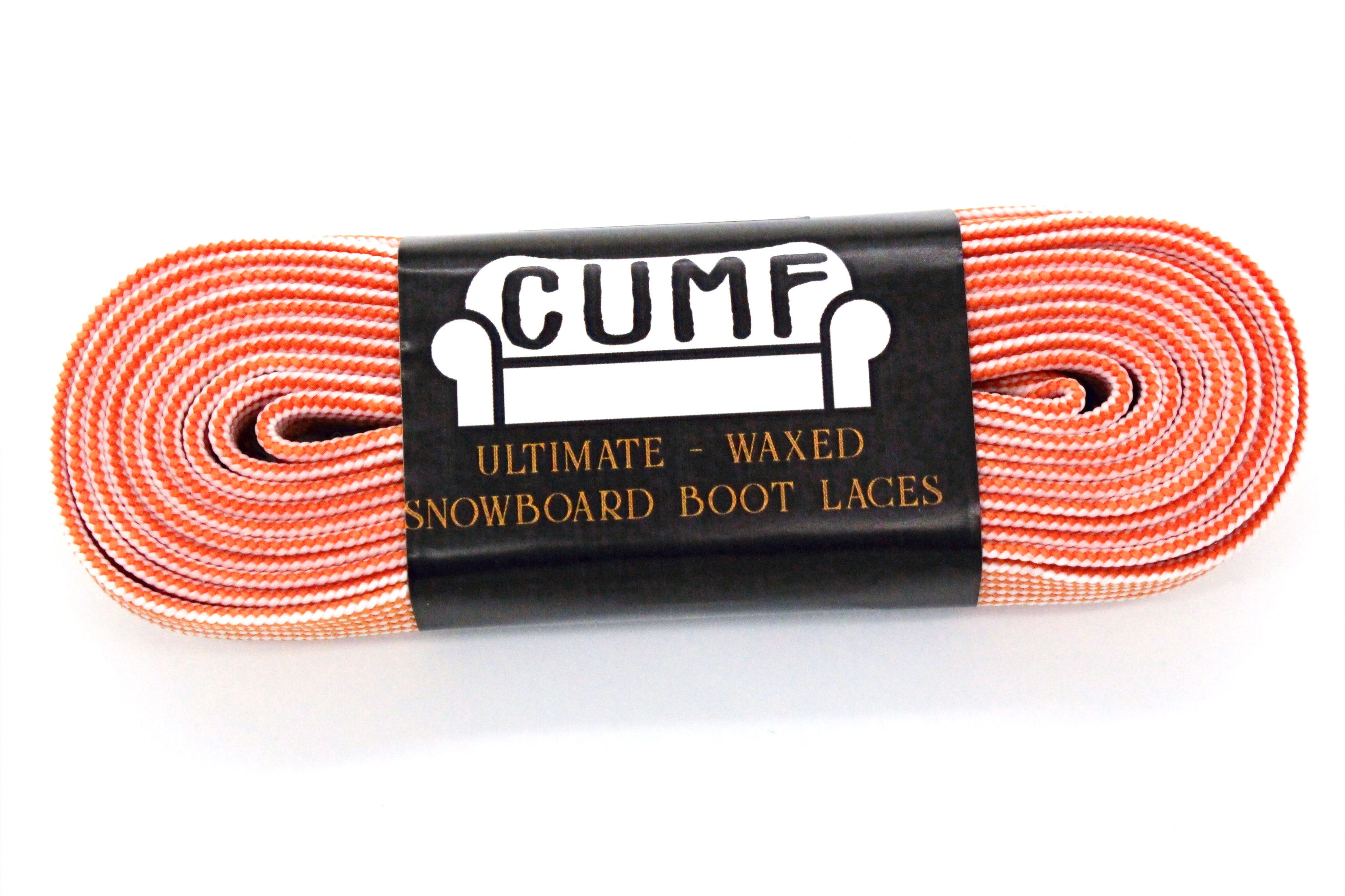 ORANGE/WHITE WAXED SNOWBOARD LACES