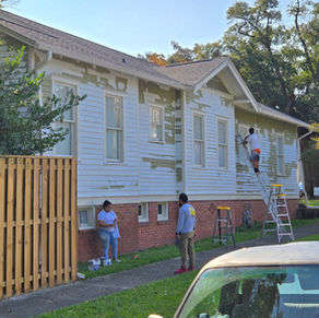 Home in downtown Wilmington, NC during extensive exterior wood replacement