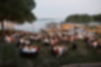 Bistro string lighting for a wedding by the lake