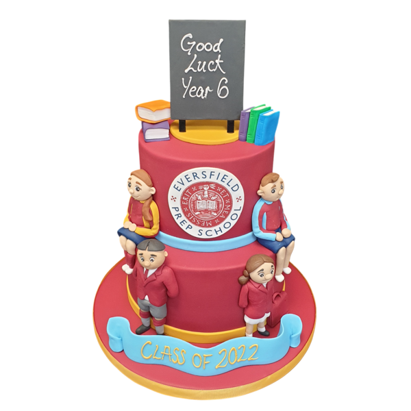 Celebrate Year 6 school leavers with a beautifully decorated cake, perfect for end-of-year school festivities.