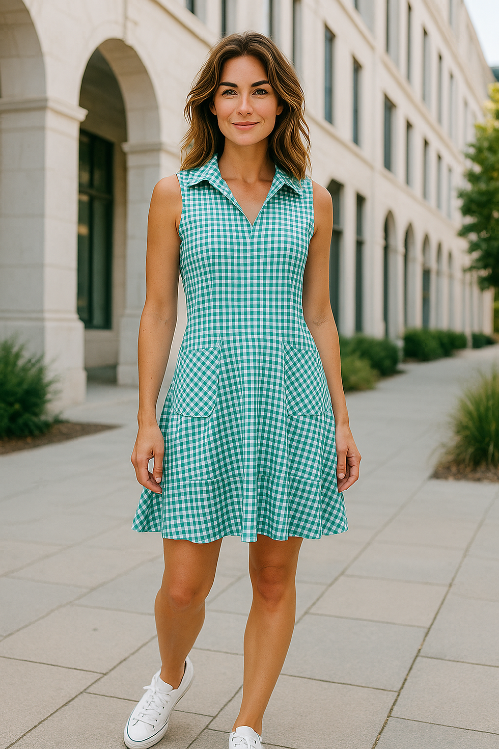 Isabella Dress Plaid (teal)