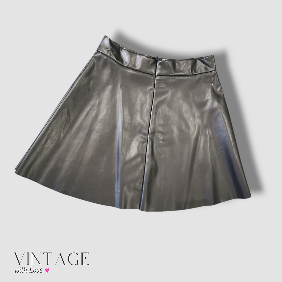 Thumbnail: Black Faux Leather Mini Skirt - Size XS