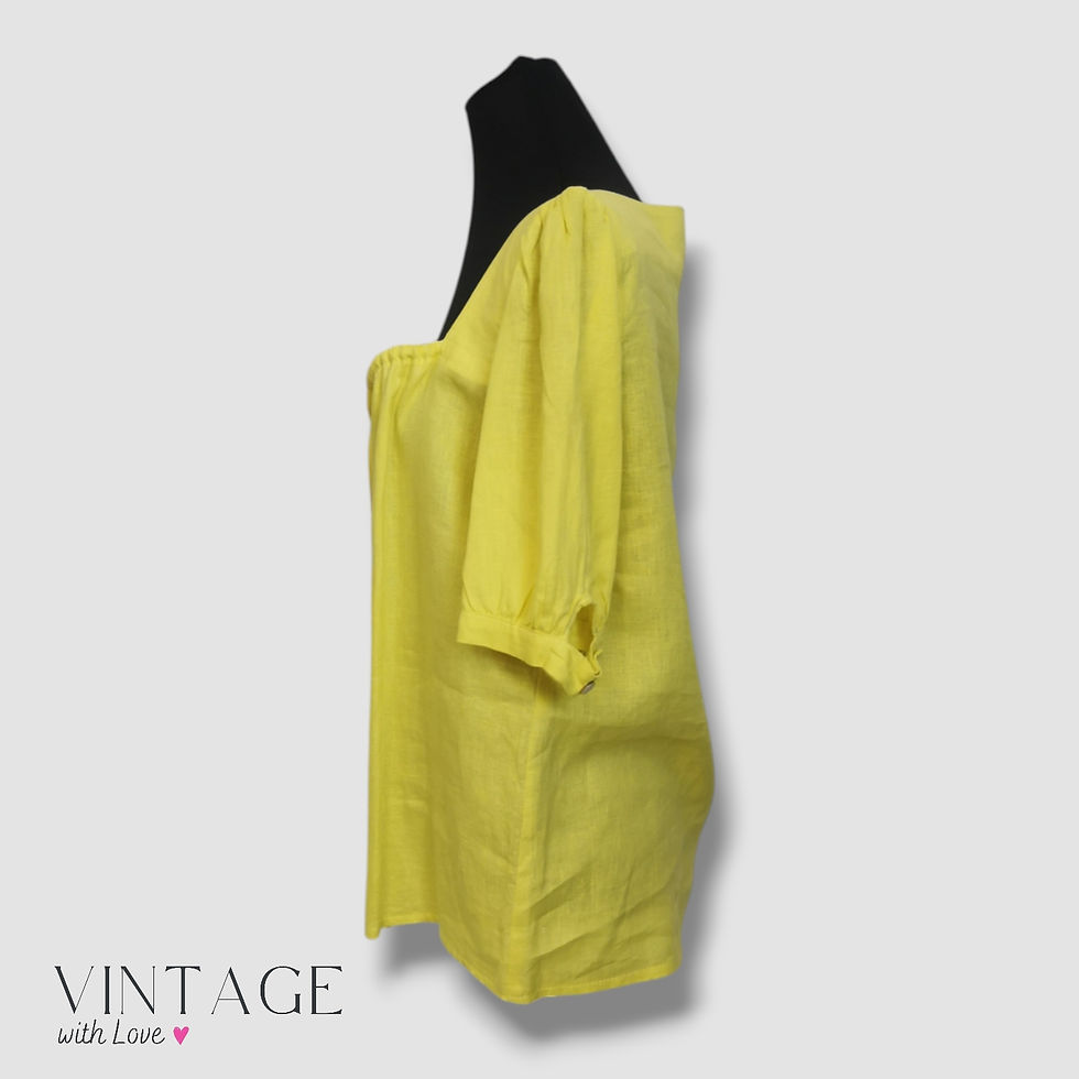 Thumbnail: Yellow Linen Blouse - Size Estimate L