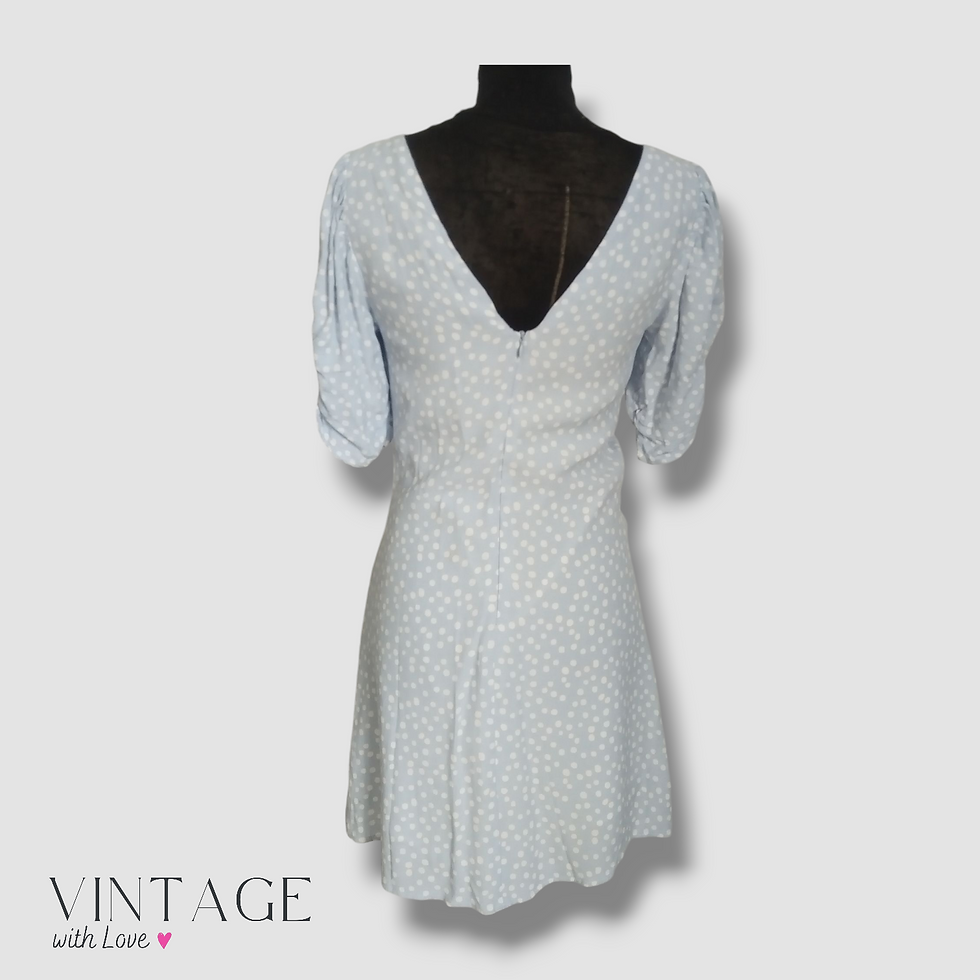Thumbnail: Zara Blue & White Patterned Dress Back Dress - Size EUR M