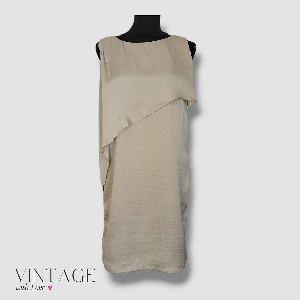 IKKS Beige Silk Sleeveles Dress - Size Estimated M