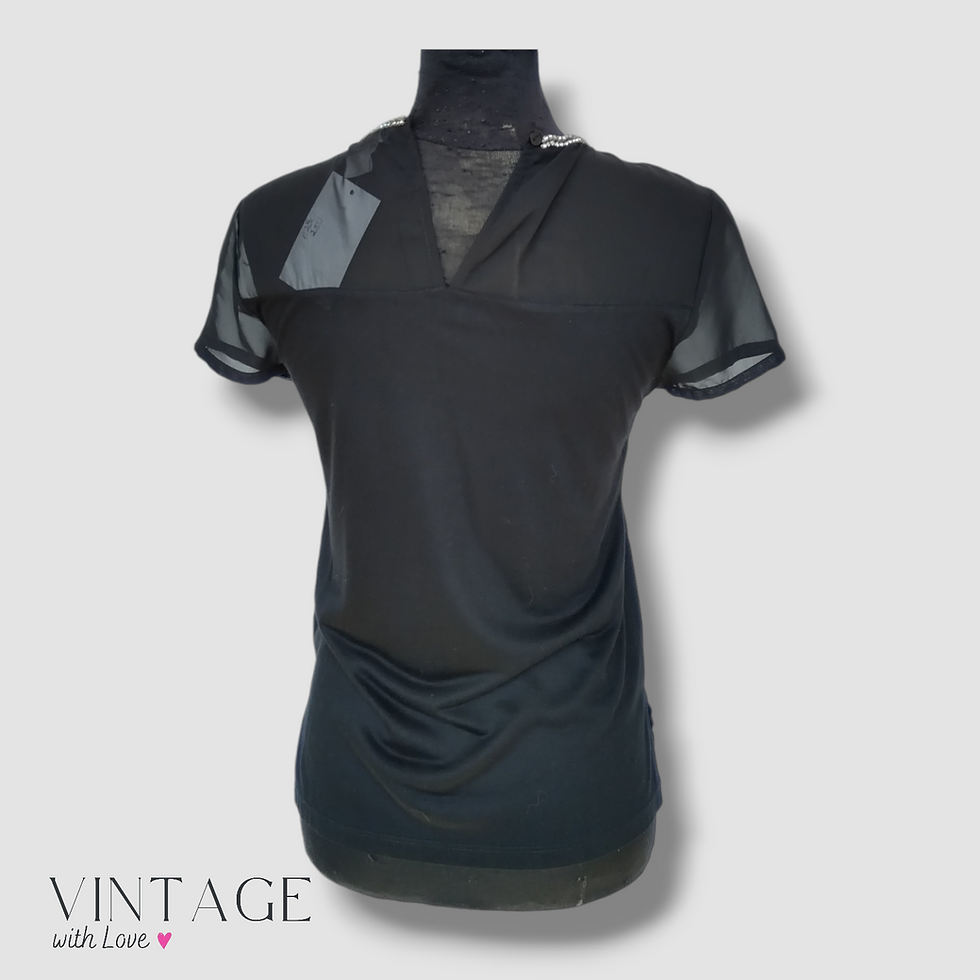 Thumbnail: H&M Midnight Black Short Sleeve Top - Size S