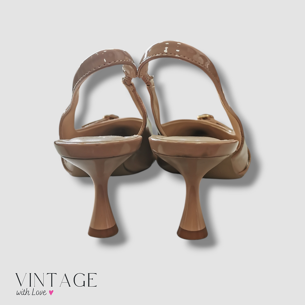 Thumbnail: Jenny Nude Sling Back Kitten Heels - Size Estimate UK6