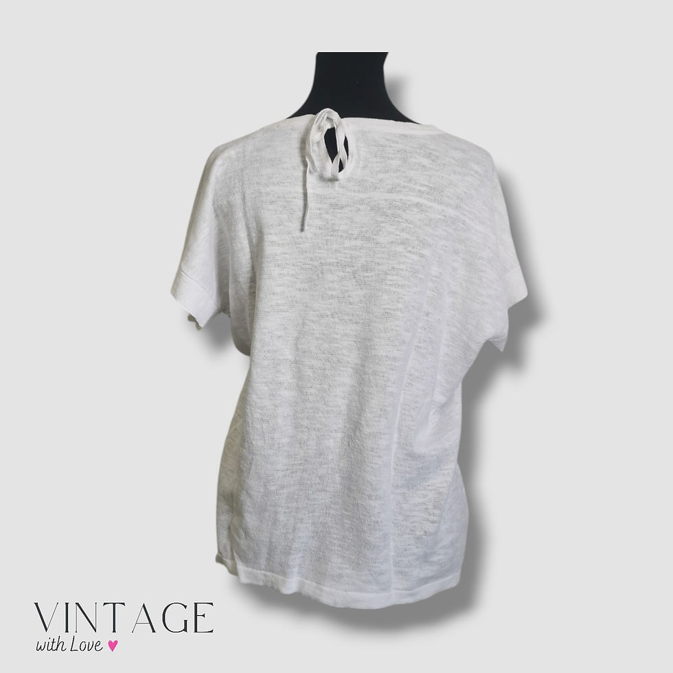 Thumbnail: Trenery White Knit Tie Back T-Shirt - Size M