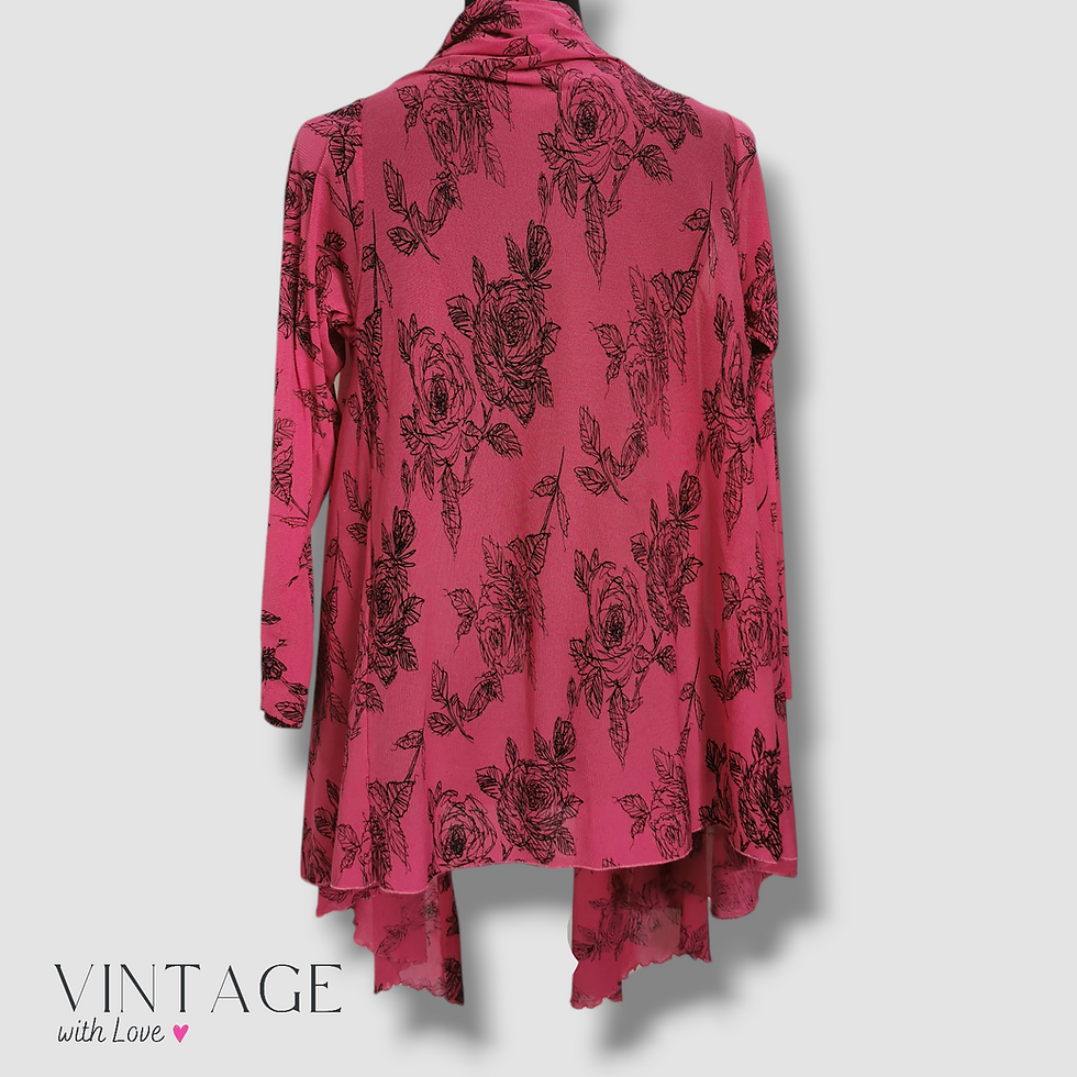 Thumbnail: Taliwag Pink Floral Kimono Style Cover Up - Size Estimate M /L
