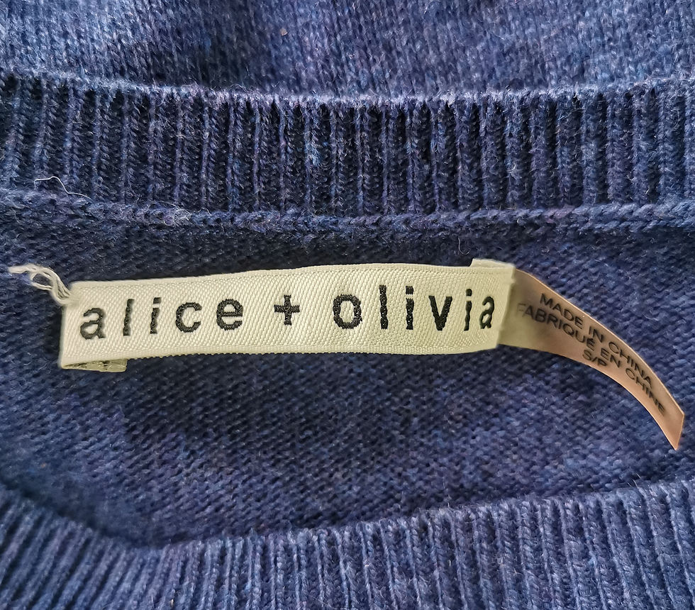 Thumbnail: Alice + Olivia Navy Graphic Long Sleeve Top - Size S