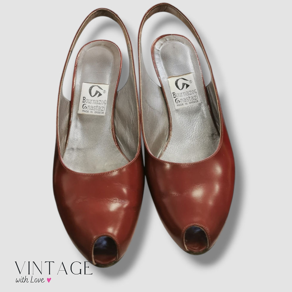 Thumbnail: Bournazos Gnastazi Burgundy Slingback Kitten Heels - Size 36