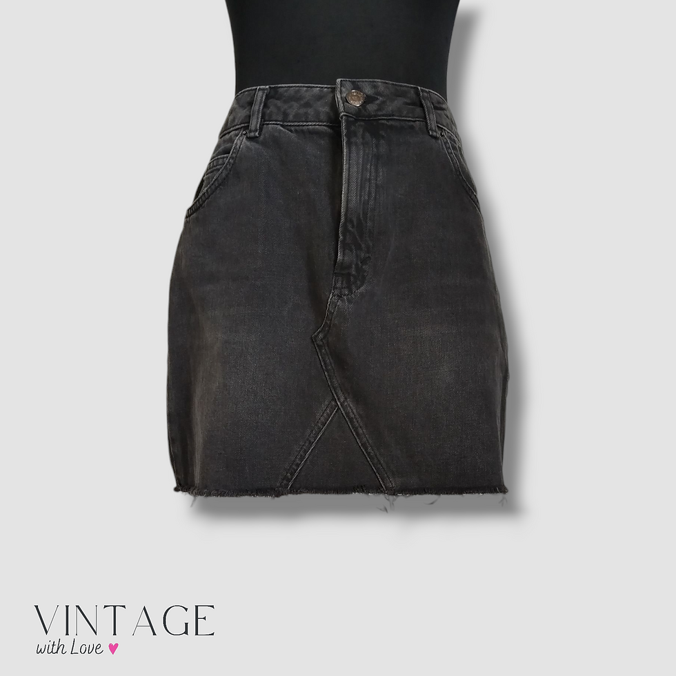 Topshop Mini Black Denim Skirt - Size EUR 40