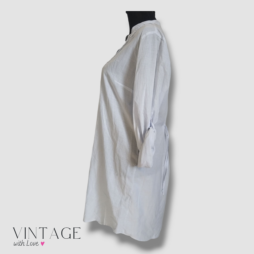 Thumbnail: Woolworths Blue & White V-Neck Shirt Dress - Size M