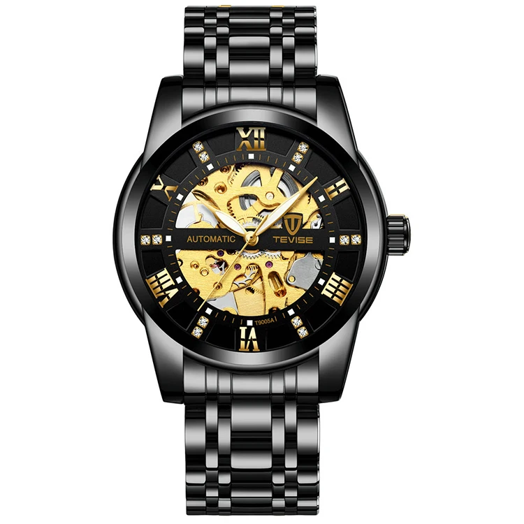 Men's Automatic Mechanical Wrist Watch Stainless Steel Skeleton