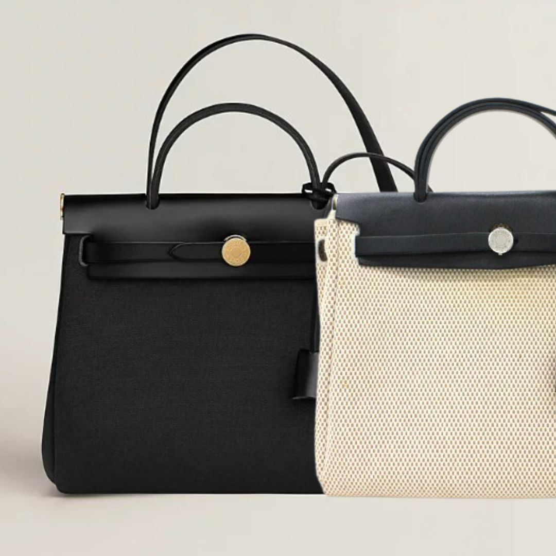 HER044 : HERMES HERBAG 31 BLACK & BEIGE
