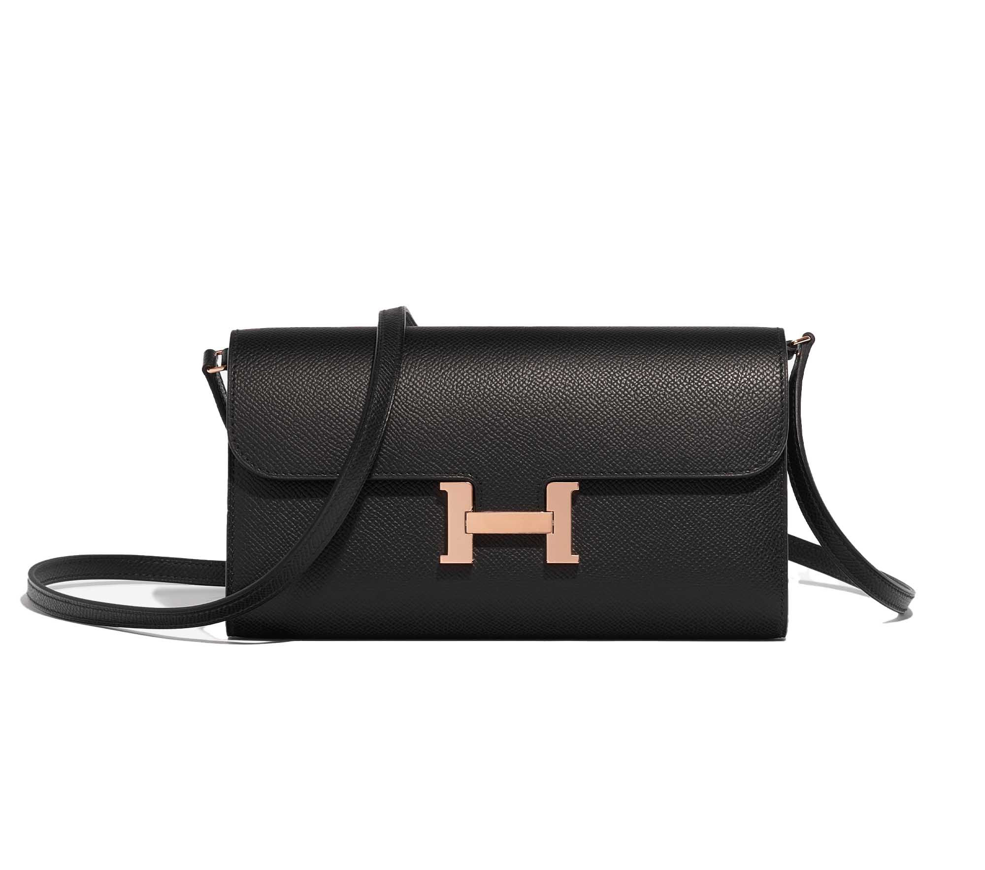 HER035 : HERMES CONSTANCE Long Wallet Noir Rose Gold Hardware