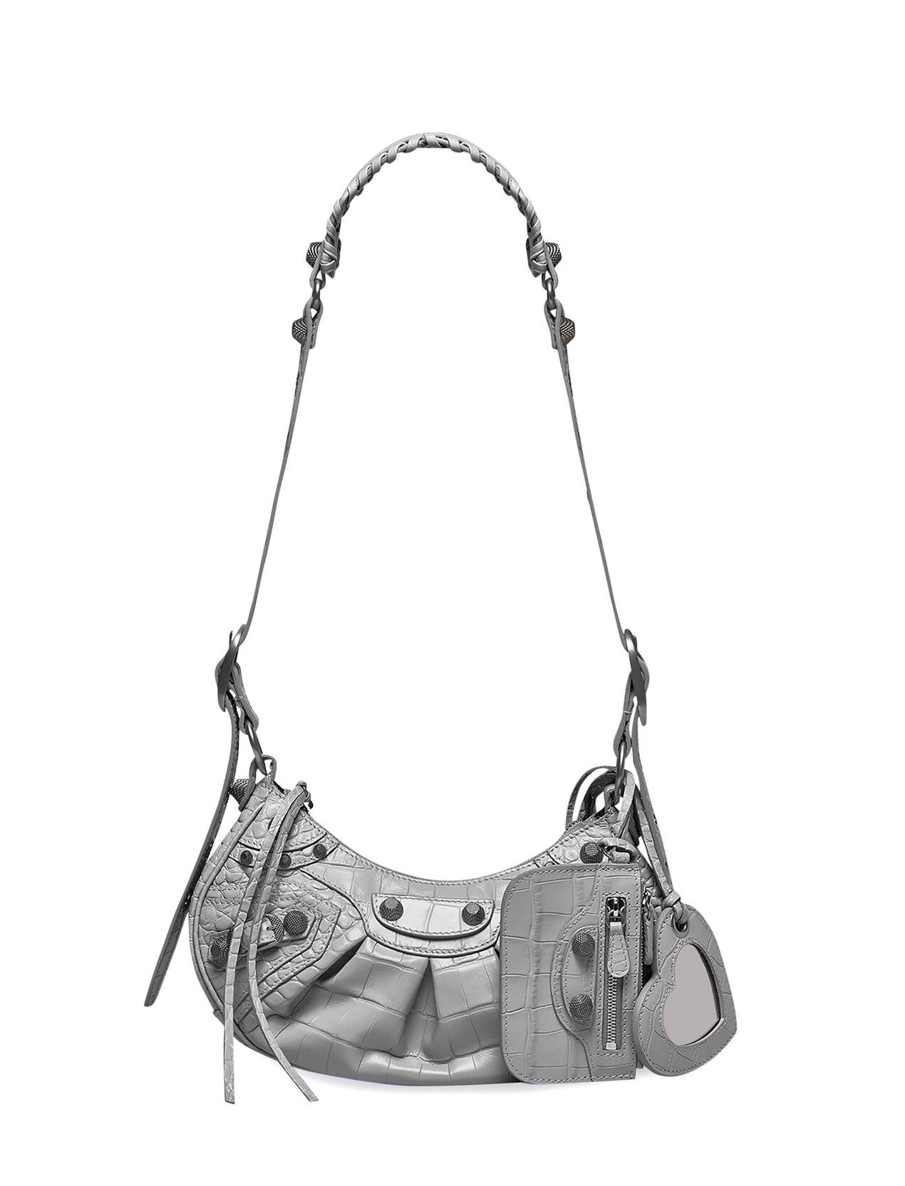 BAL013 : BALENCIAGA LE CAGOLE XS Croc Embossed - GREY