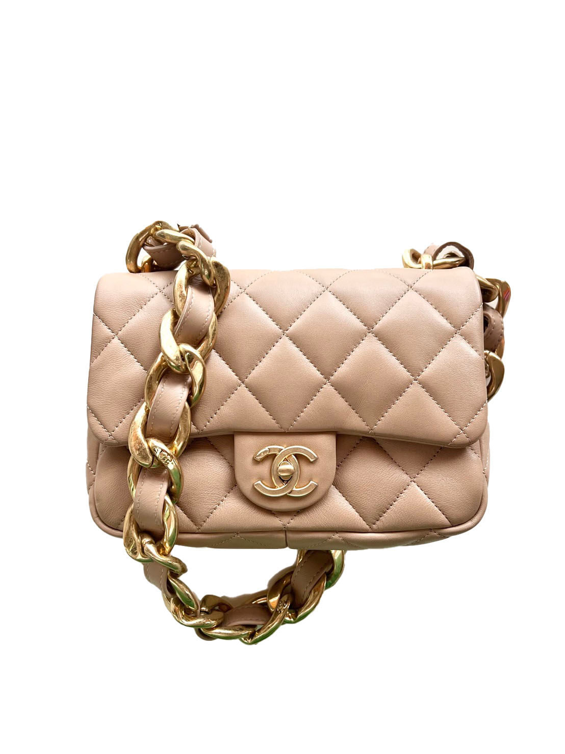 CHA104 : CHANEL Small CHUNKY Bag BEIGE GHW