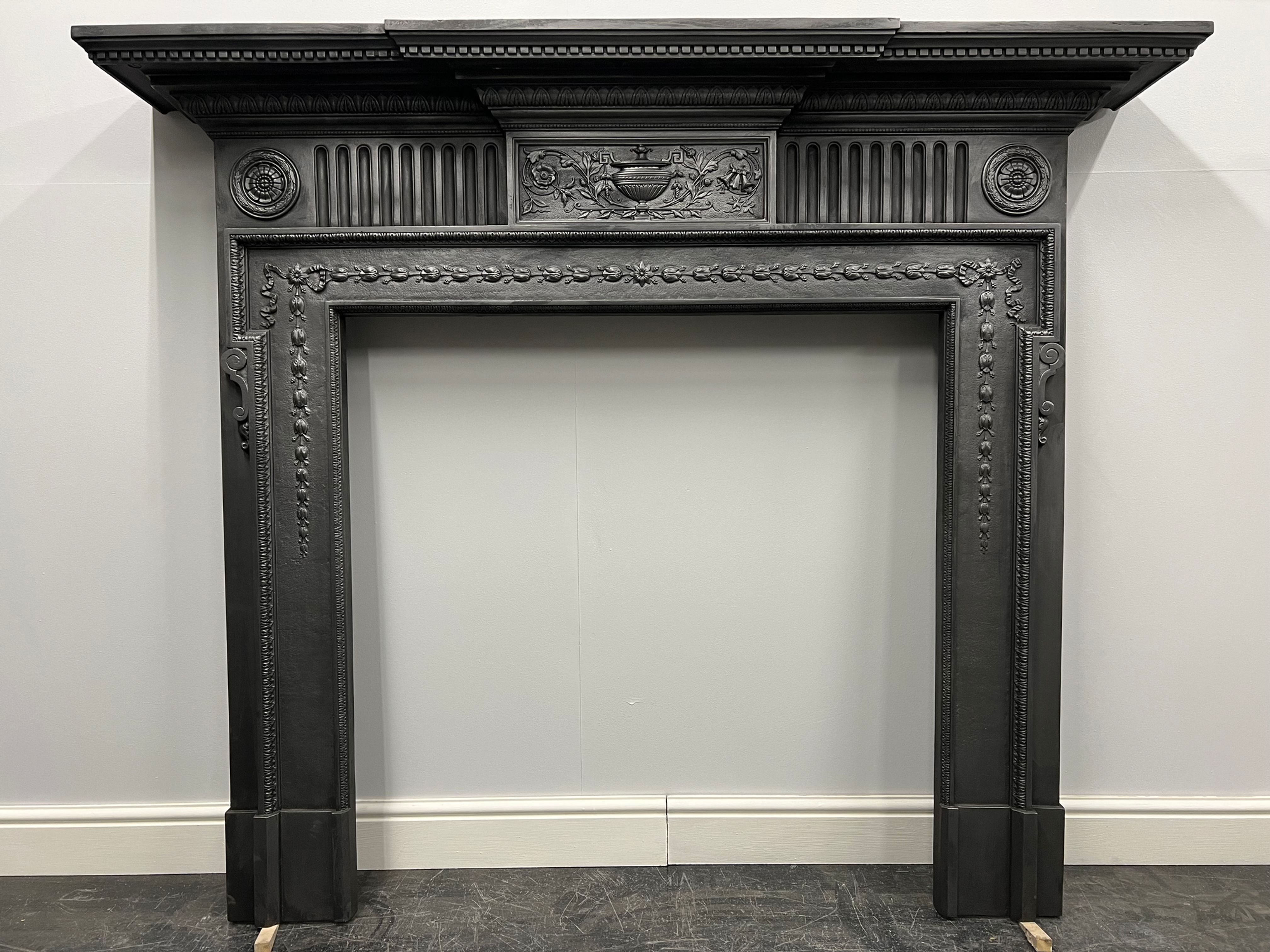 Original Antique Edwardian Cast Iron Fireplace Fire Surround
