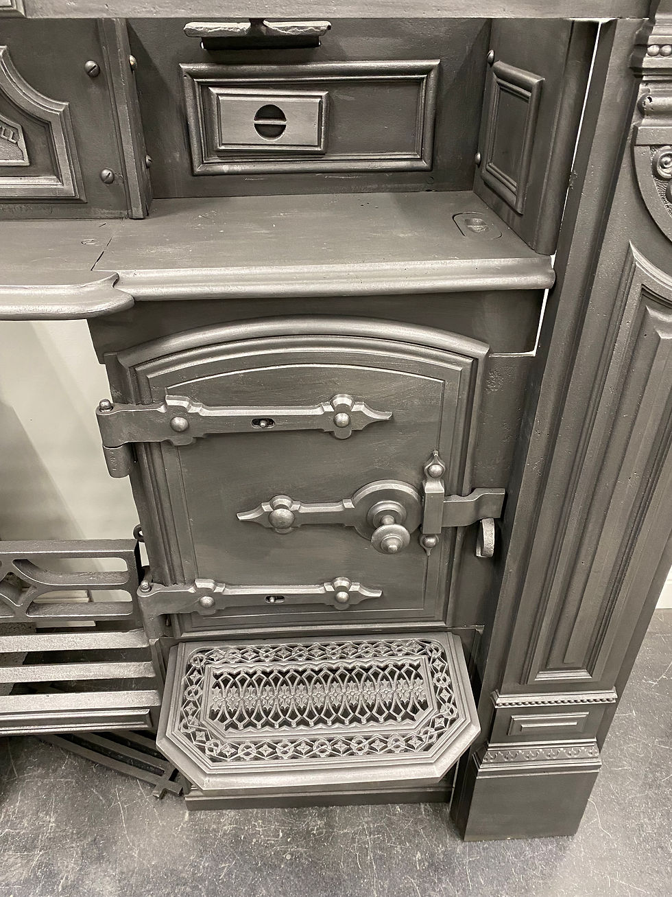 Original Victorian Antique Cast Iron Kitchen Cooking Range and Surround |  DavidWhiteFireplaces