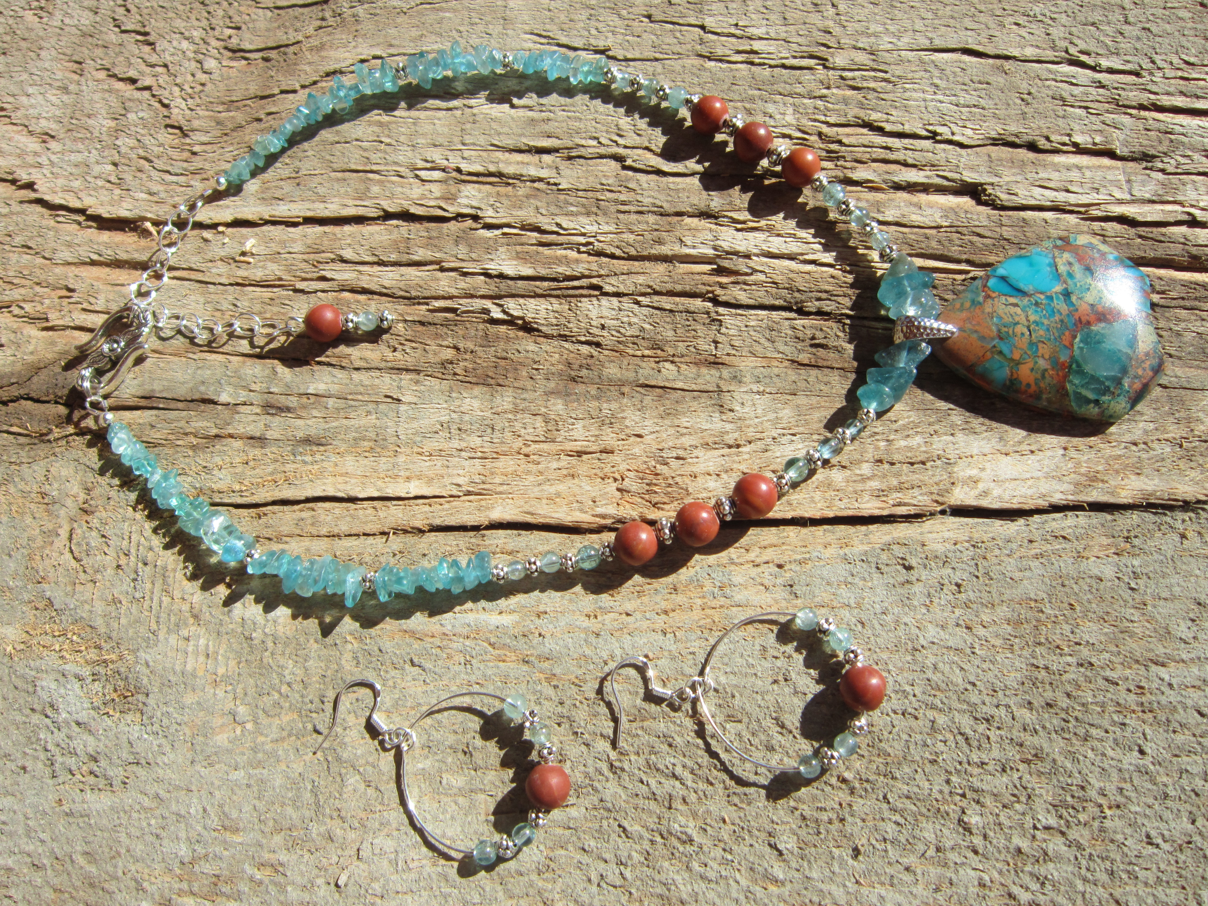 Apatite and Red Jasper with snakeskin pendant