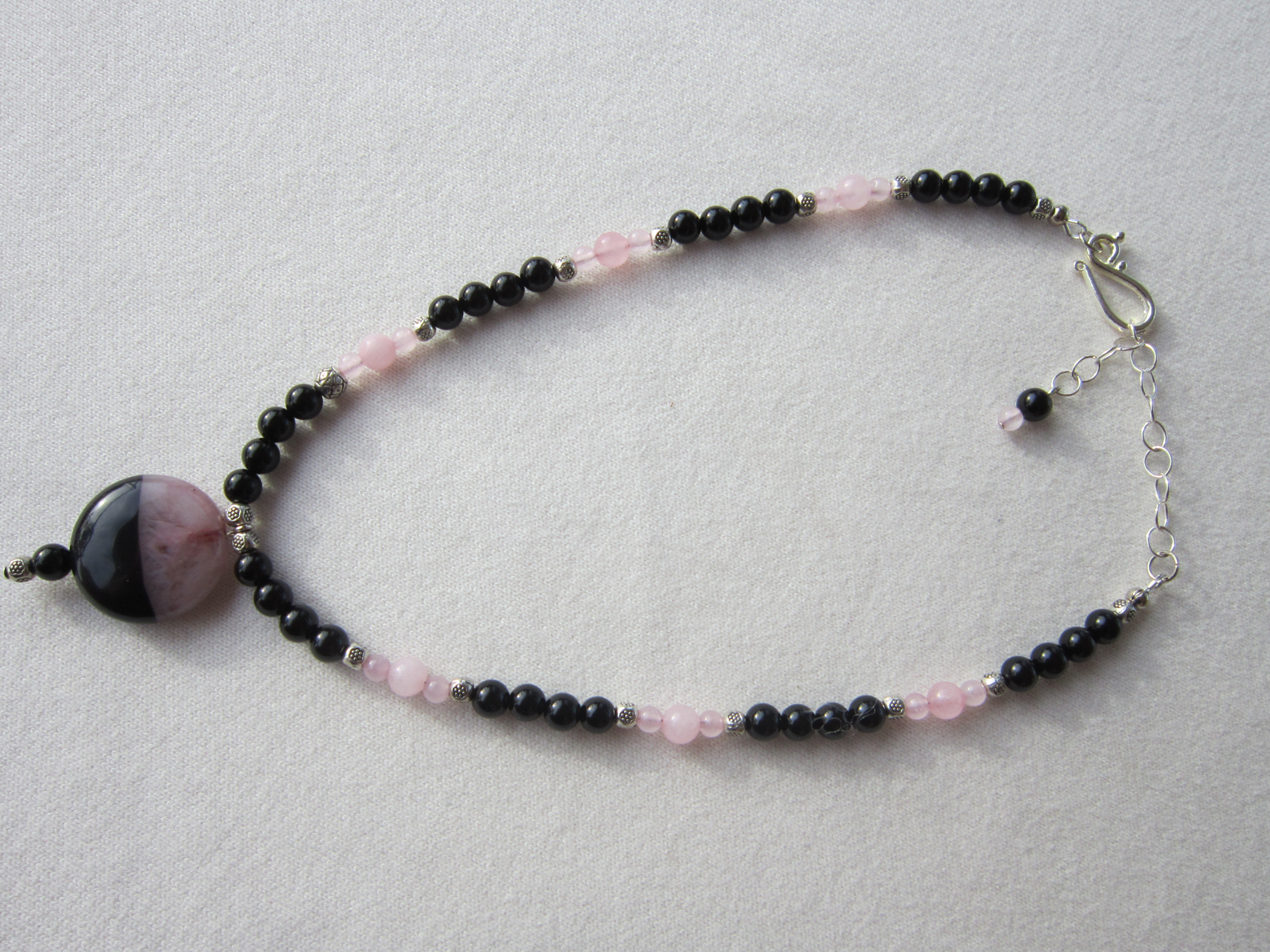 Onyx and rose quartz necklace