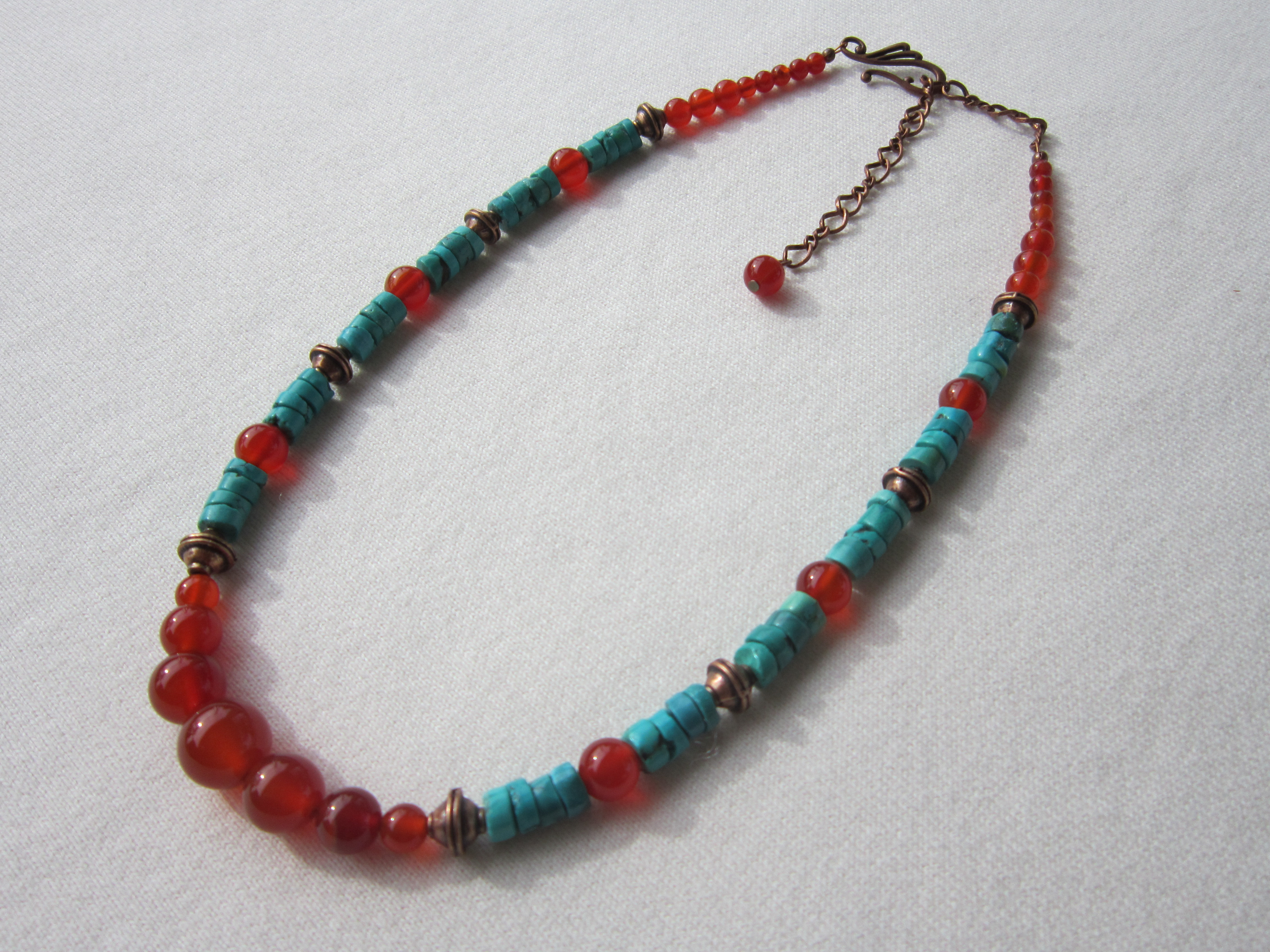 Turquoise and carnelian necklace