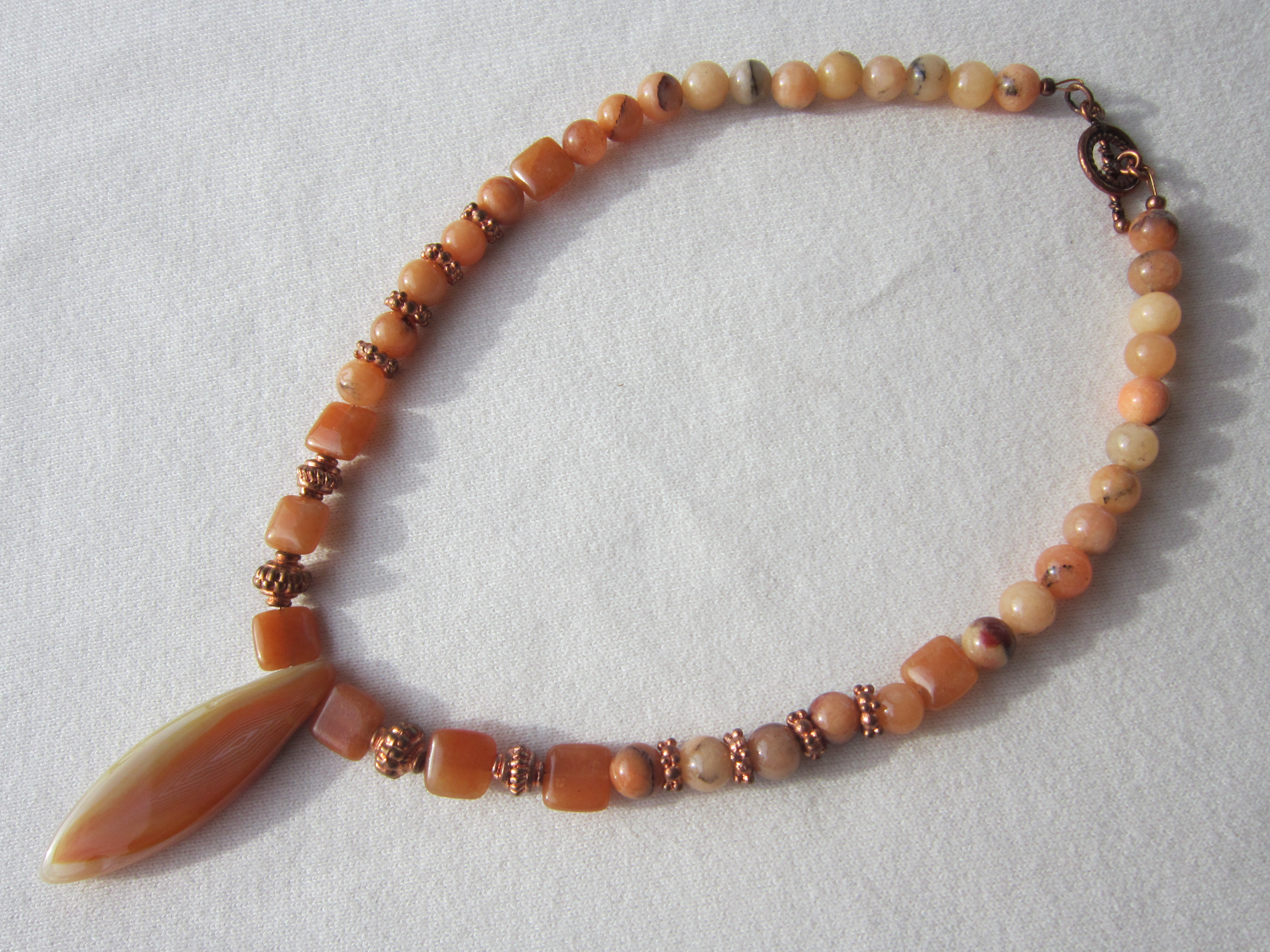 Carnelian, aventurine, sardonix, copper necklace