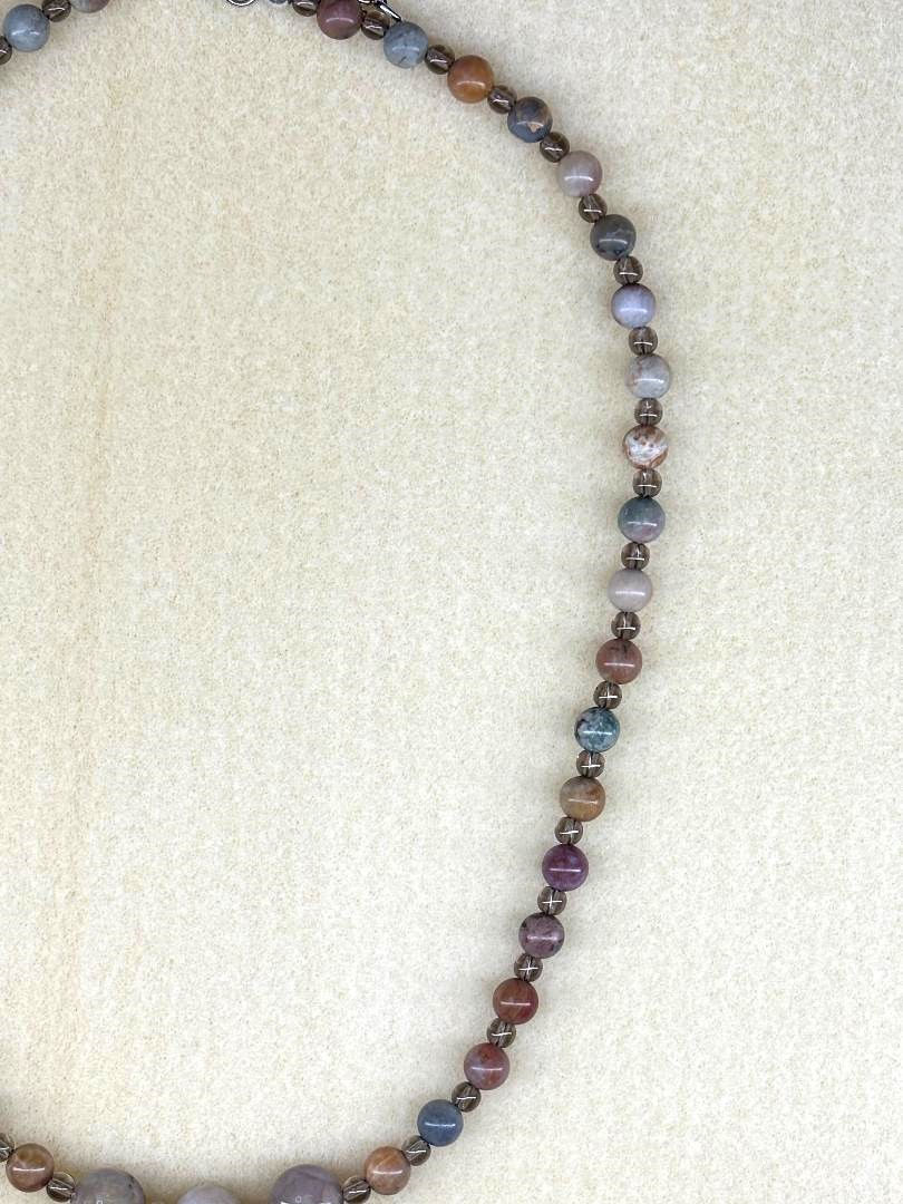 Thumbnail: Smokey quartz and coprolite necklace