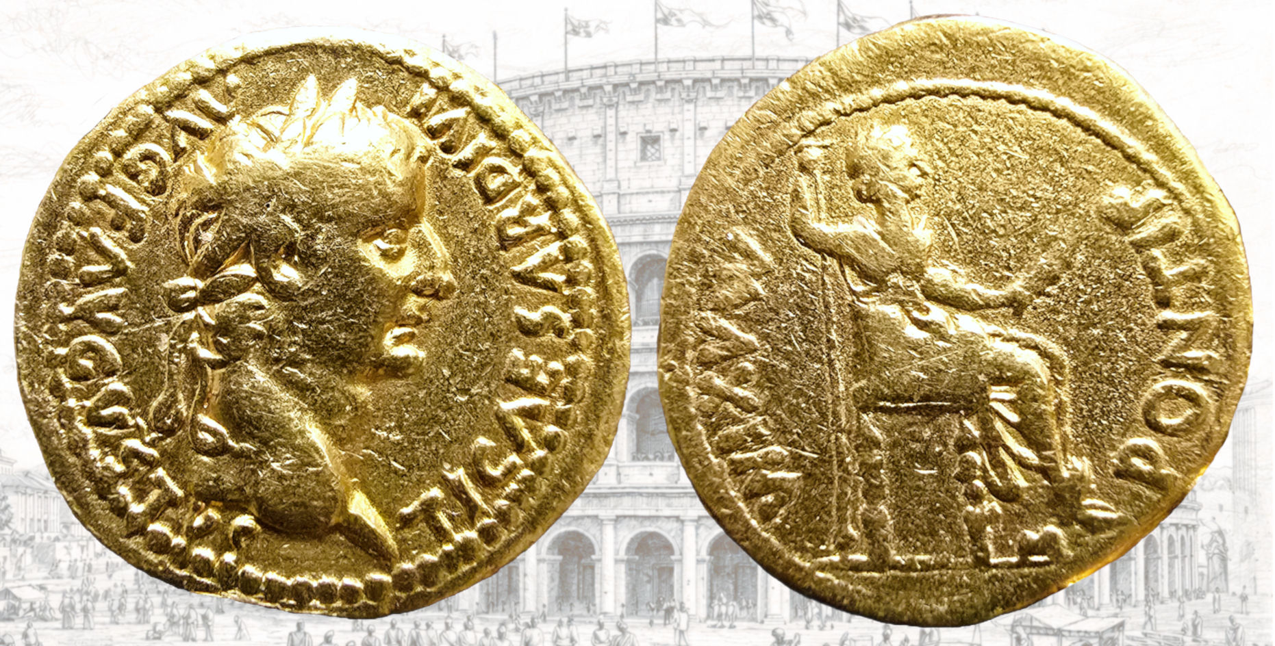 Áureo de Tiberio. RIC I Tiberius 27. Pontif Maxim