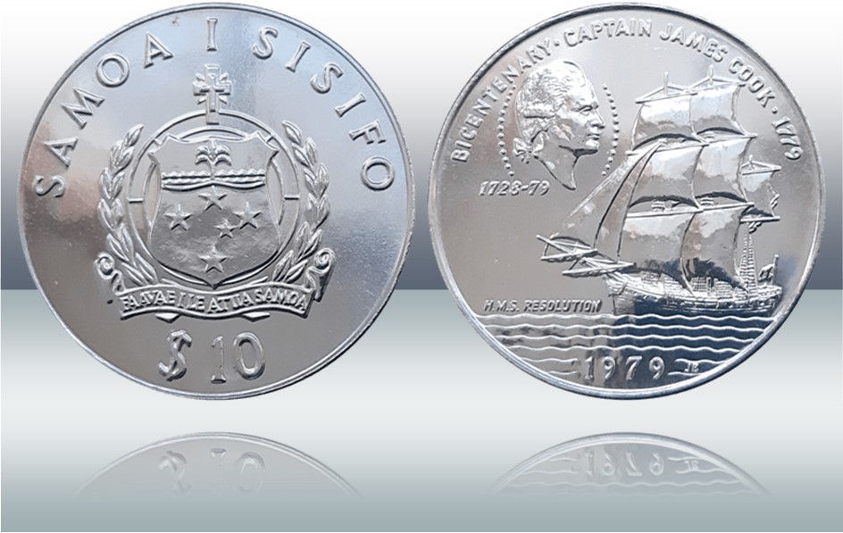 Samoa y Sísifo, 10 Tala, 1979.  Bicentenario Capitán James Cook.