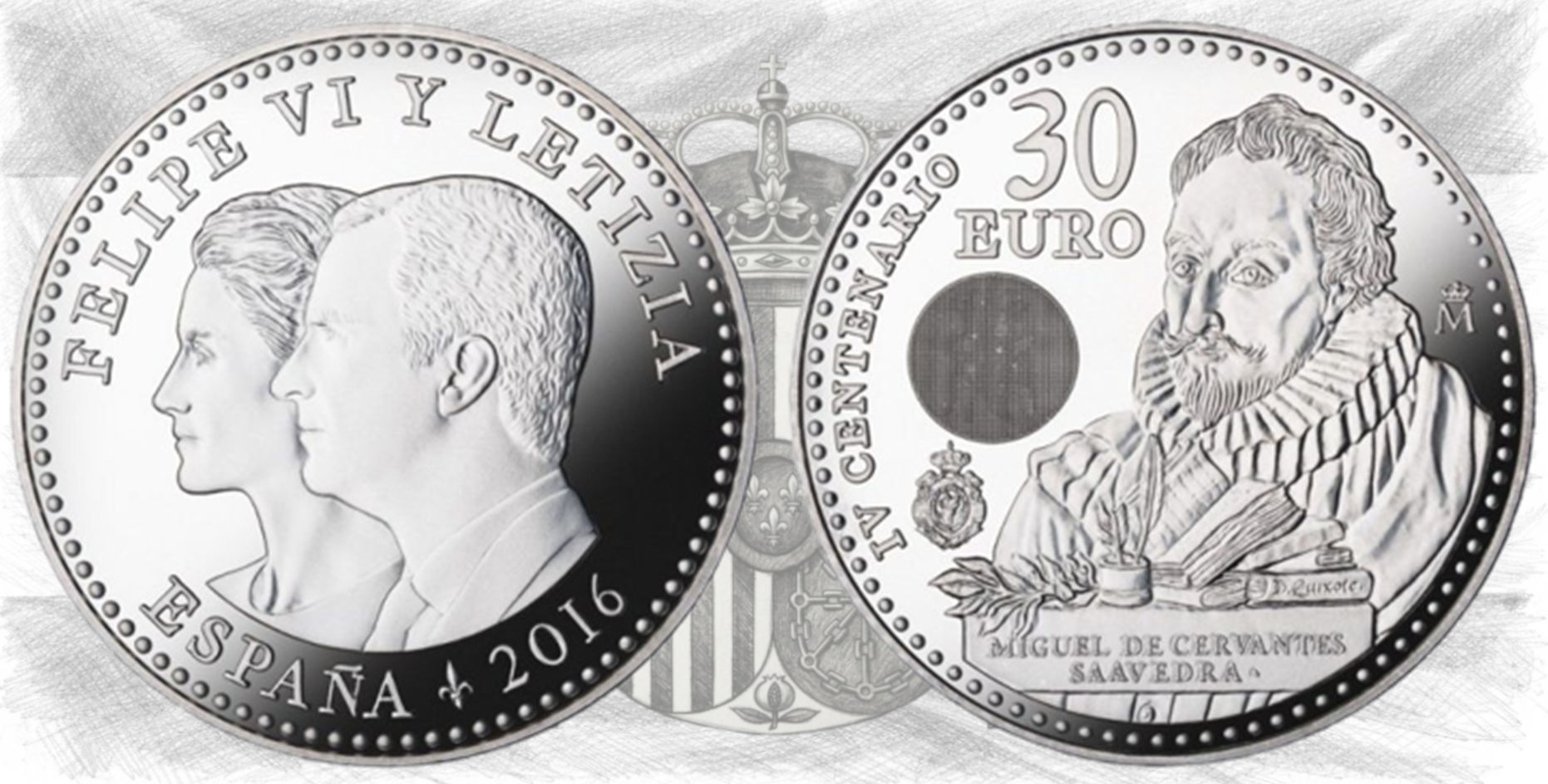 Felipe VI. 30 Euros 2016. IV Centenario Crevantes.