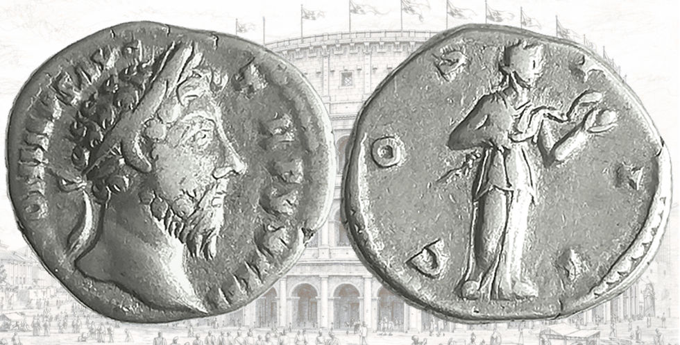 Denario de Marco Aurelio. RIC 216. COS III. Salus.