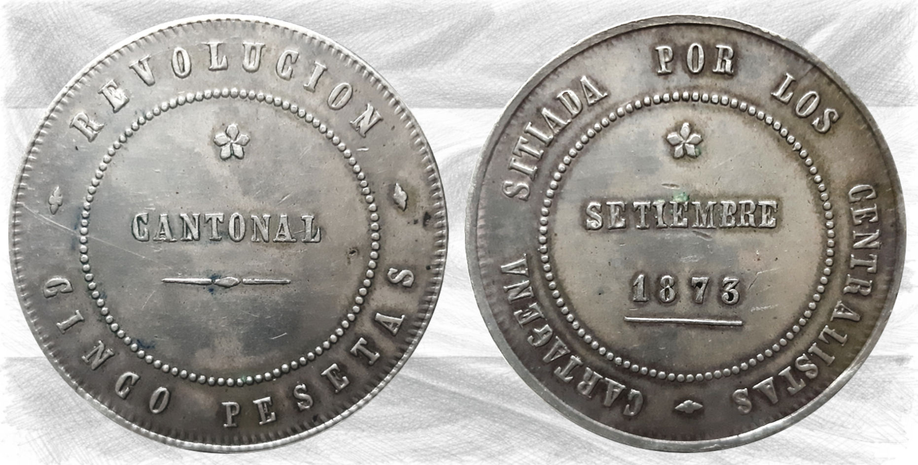 5 pesetas, 1873. Revolución Cantonal.