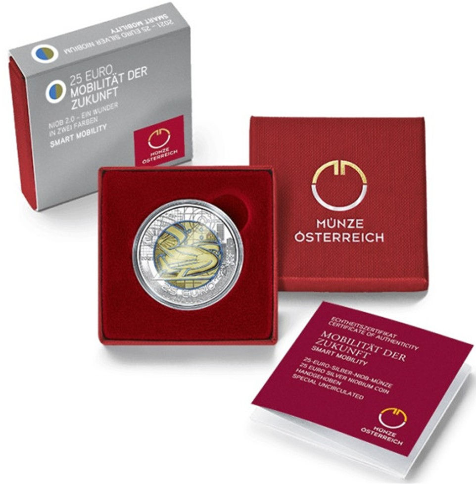 Miniatura: Austria. 25 Euros, Niobio. 2021. Smart Mobility.