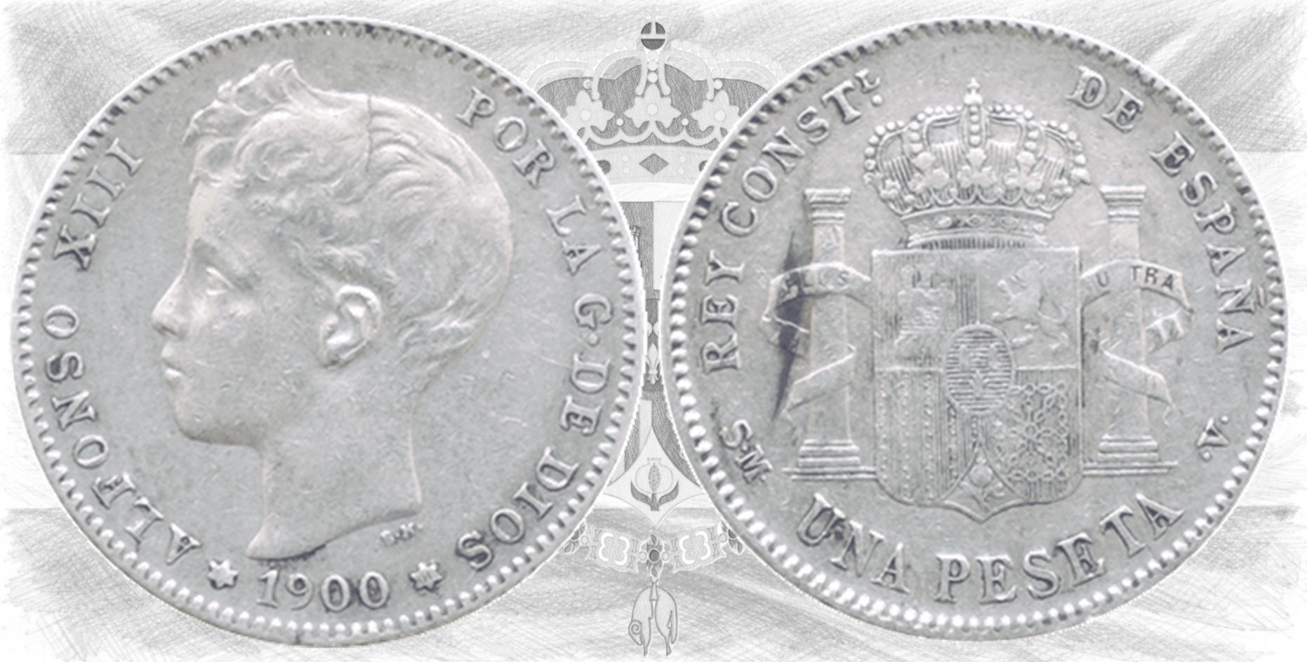 Alfonso XIII. 1 Peseta. 1900. Estrellas: *19 *00. SM V