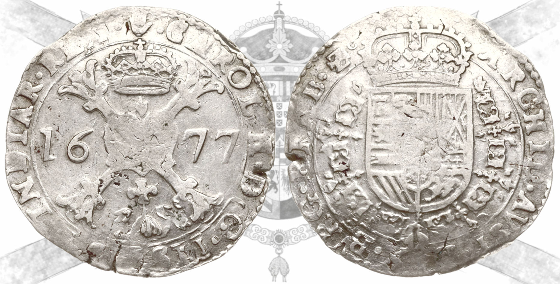 Carlos II. 1677. Amberes. 1 patagón.